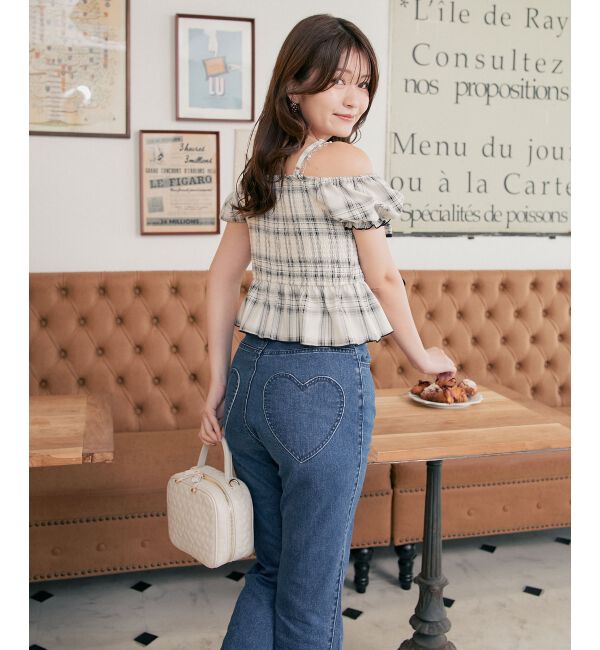  「ヒップハートフレアパンツ」|デニム|