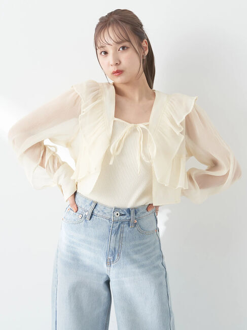 earth music&ecology「フリルシアーブラウス」|シャツ・ブラウス|Ivory