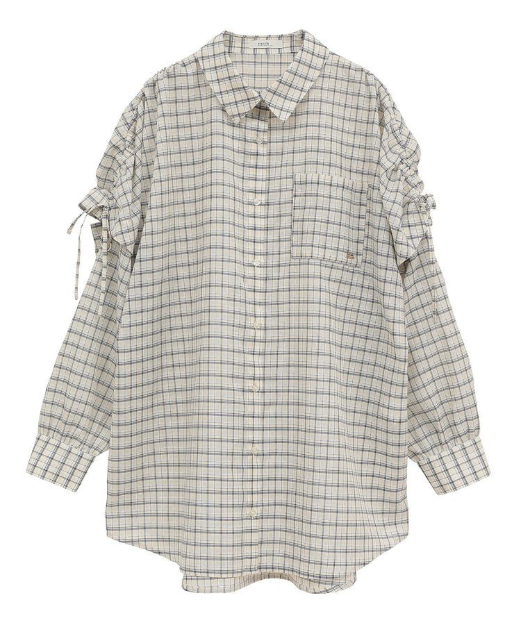 earth music&ecology「2wayショルダードロストリボンチェックシャツ」|シャツ・ブラウス|