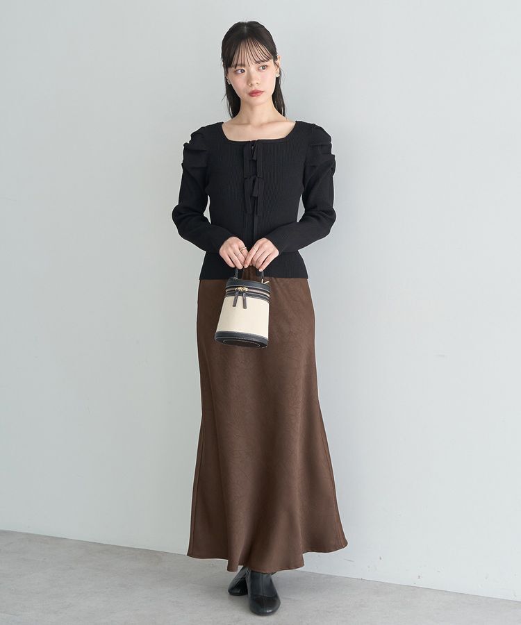 earth music&ecology「レイヤード風ギャザーショルダーリブニット」|ニット・セーター|