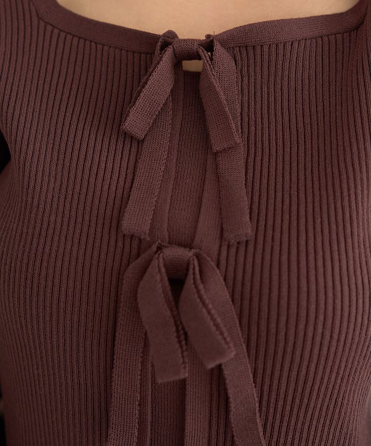 earth music&ecology「レイヤード風ギャザーショルダーリブニット」|ニット・セーター|