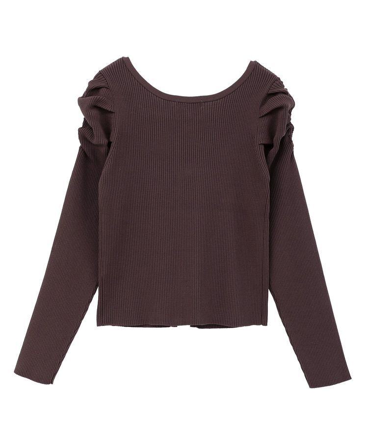 earth music&ecology「レイヤード風ギャザーショルダーリブニット」|ニット・セーター|