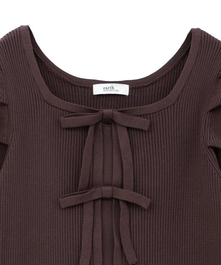 earth music&ecology「レイヤード風ギャザーショルダーリブニット」|ニット・セーター|
