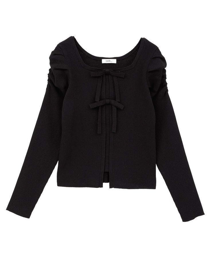 earth music&ecology「レイヤード風ギャザーショルダーリブニット」|ニット・セーター|