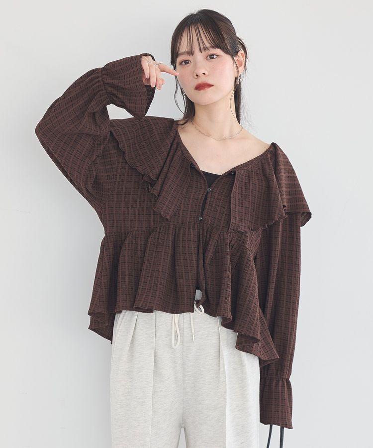 earth music&ecology「ラッフルカラーカットブラウス」|シャツ・ブラウス|