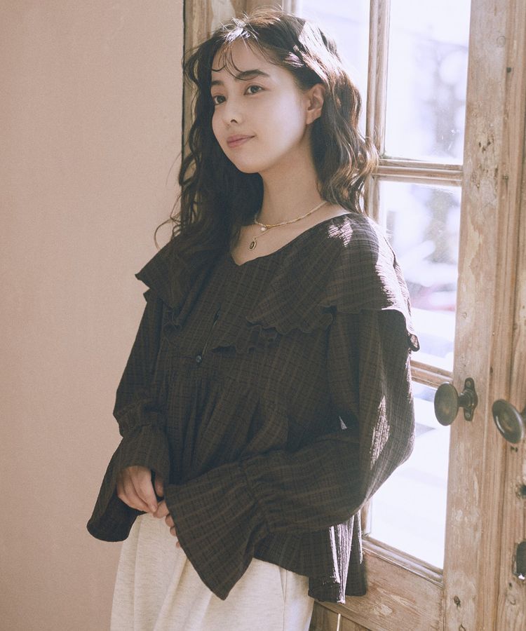 earth music&ecology「ラッフルカラーカットブラウス」|シャツ・ブラウス|