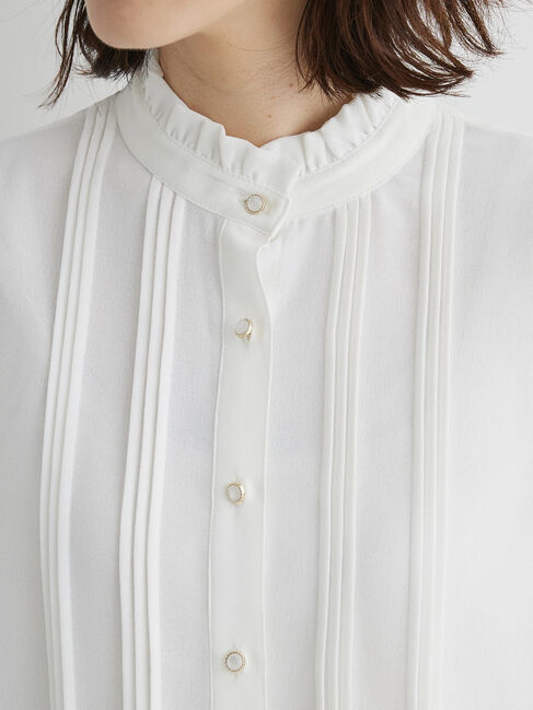  「・ELENCARE DUEピンタックカラーフリルブラウス」|シャツ・ブラウス|