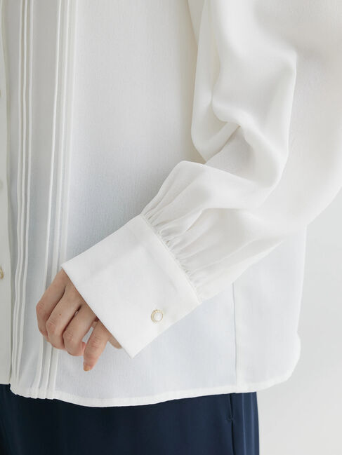  「・ELENCARE DUEピンタックカラーフリルブラウス」|シャツ・ブラウス|