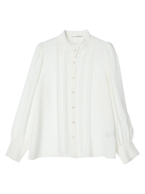  「・ELENCARE DUEピンタックカラーフリルブラウス」|シャツ・ブラウス|