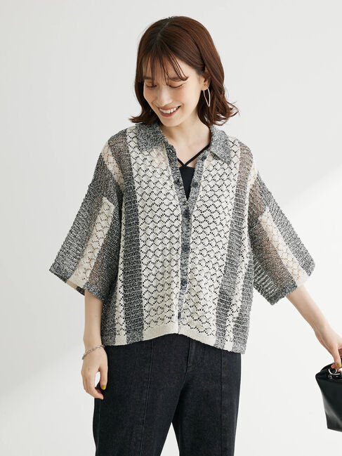 armonia「ブークレー微配色5分袖カーディガン」|カーディガン|