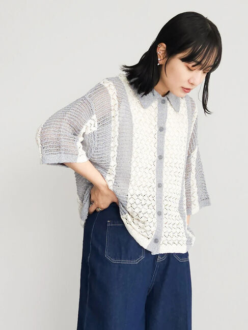 armonia「ブークレー微配色5分袖カーディガン」|カーディガン|