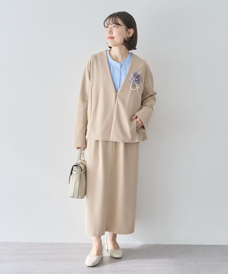 Green Parks「O.洗えてストレッチ Vネックジャンスカ」|ジャンパースカート|