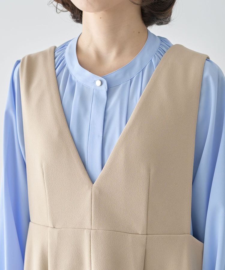 Green Parks「O.洗えてストレッチ Vネックジャンスカ」|ジャンパースカート|