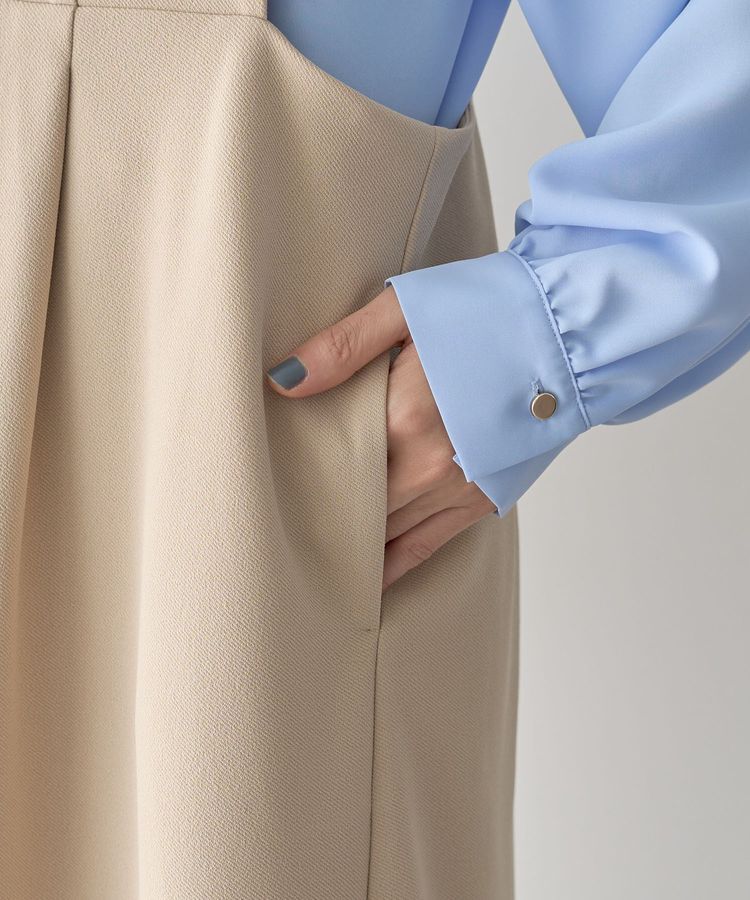 Green Parks「O.洗えてストレッチ Vネックジャンスカ」|ジャンパースカート|