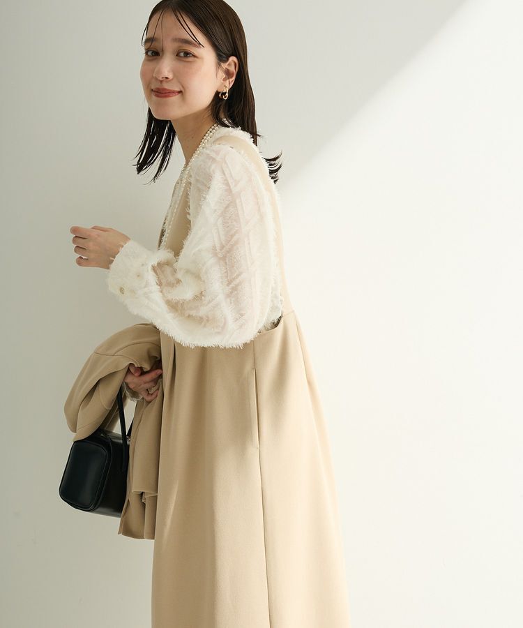 Green Parks「O.洗えてストレッチ Vネックジャンスカ」|ジャンパースカート|