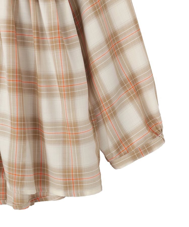 Green Parks「【しゃれシャツ】イージーケアVネックチェックブラウス」|シャツ・ブラウス|