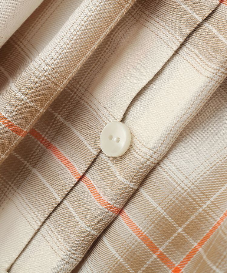 Green Parks「【しゃれシャツ】イージーケアVネックチェックブラウス」|シャツ・ブラウス|