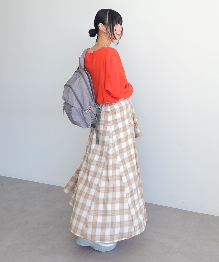 Green Parks「【しゃれシャツ】イージーケアチェックボリュームスカート」|フレア|
