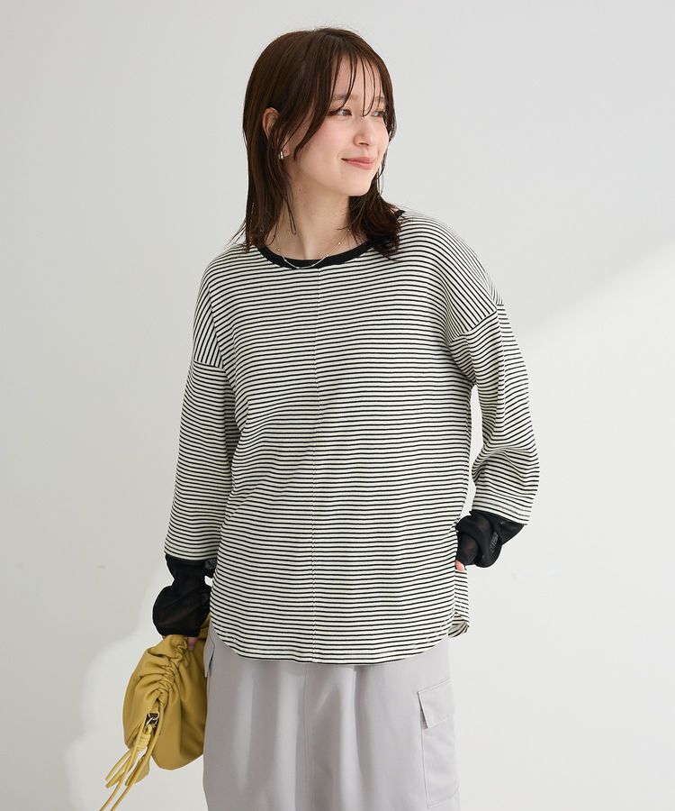 Green Parks「袖チュールリブプルオーバー」|Tシャツ・カットソー|