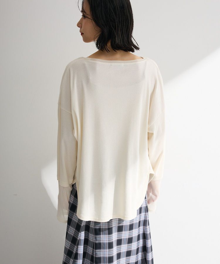 Green Parks「袖チュールリブプルオーバー」|Tシャツ・カットソー|