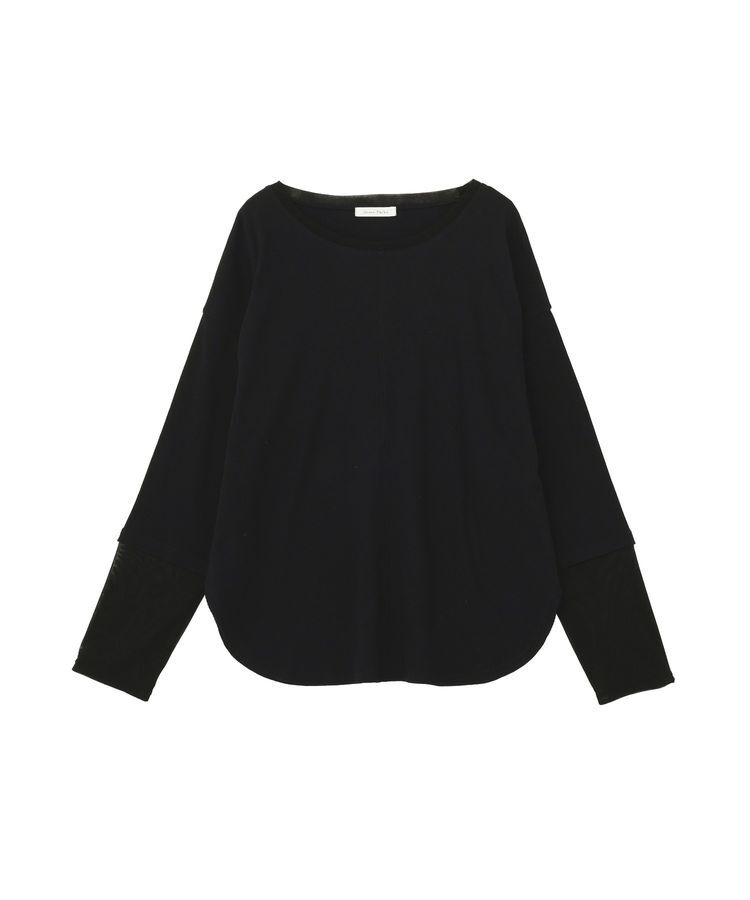 Green Parks「袖チュールリブプルオーバー」|Tシャツ・カットソー|Black