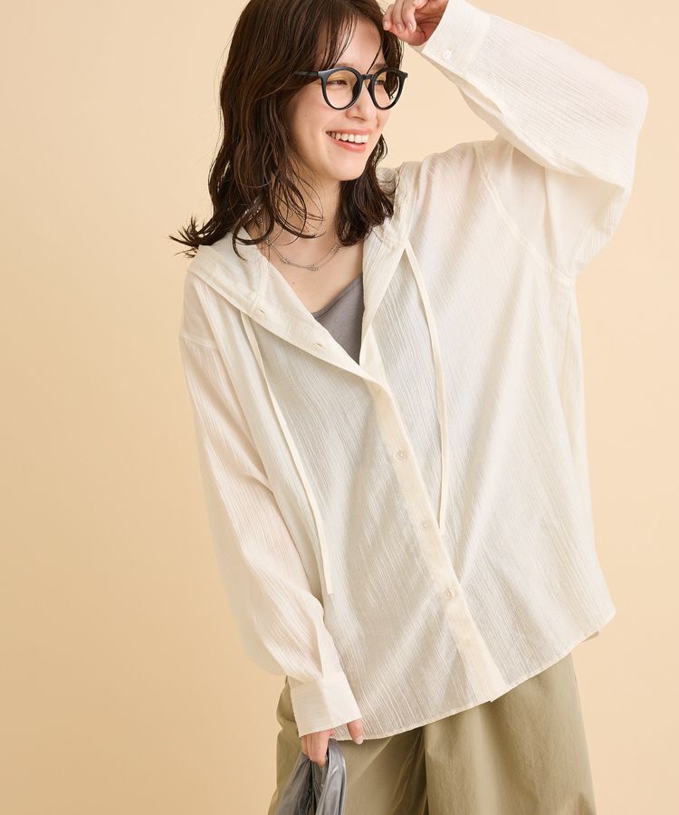 Green Parks「シアーフードシャツ」|シャツ・ブラウス|