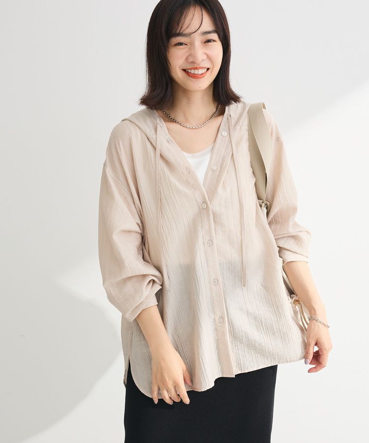 Green Parks「シアーフードシャツ」|シャツ・ブラウス|Beige