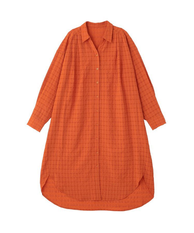 Green Parks「シアーチェックシャツワンピース」|ワンピース|Orange