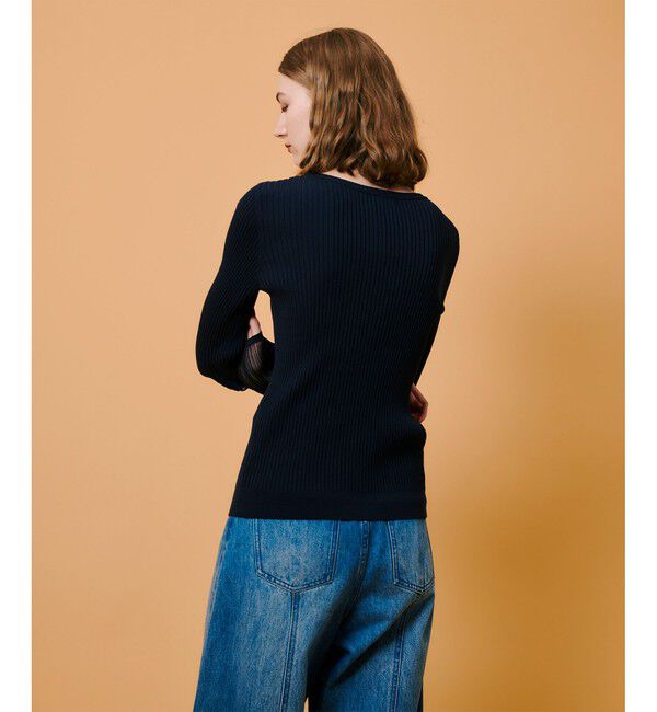 allureville「シアーカフスラウンドネックプルオーバー」|ニット・セーター|