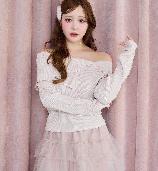  「オフショルラメニット」|ニット・セーター|