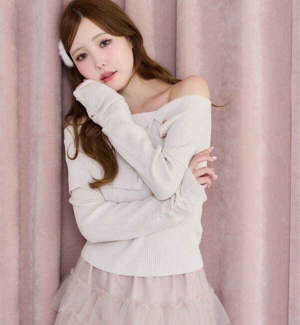  「オフショルラメニット」|ニット・セーター|