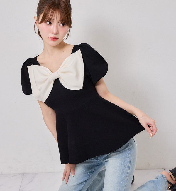  「リボンニットチュニック」|ニット・セーター|