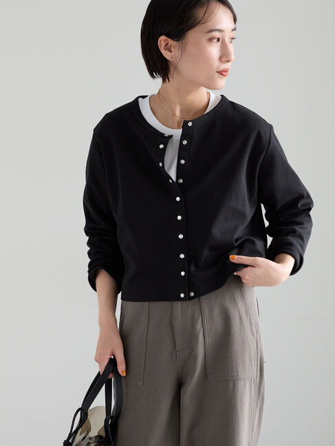 Te chichi「カットソークルーネックカーディガン」|カーディガン|ブラック