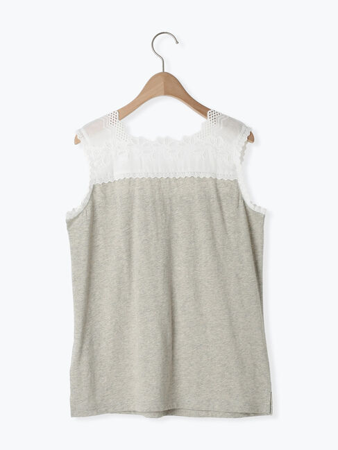 Samansa Mos2「【接触冷感】スクエアネックレースノースリーブ」|Tシャツ・カットソー|