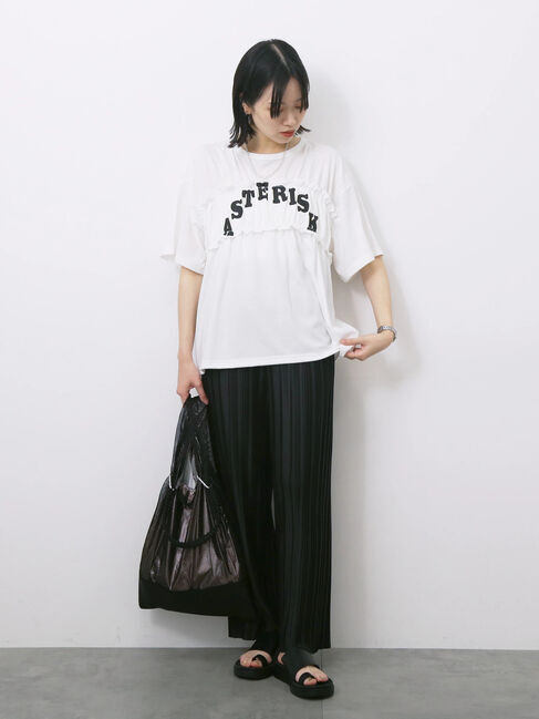 Samansa Mos2 blue「◎【接触冷感】シャーリングドッキングTシャツ」|Tシャツ・カットソー|