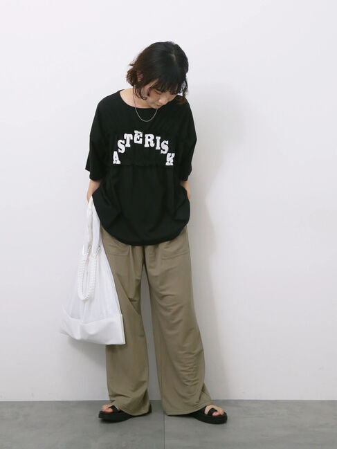 Samansa Mos2 blue「◎【接触冷感】シャーリングドッキングTシャツ」|Tシャツ・カットソー|