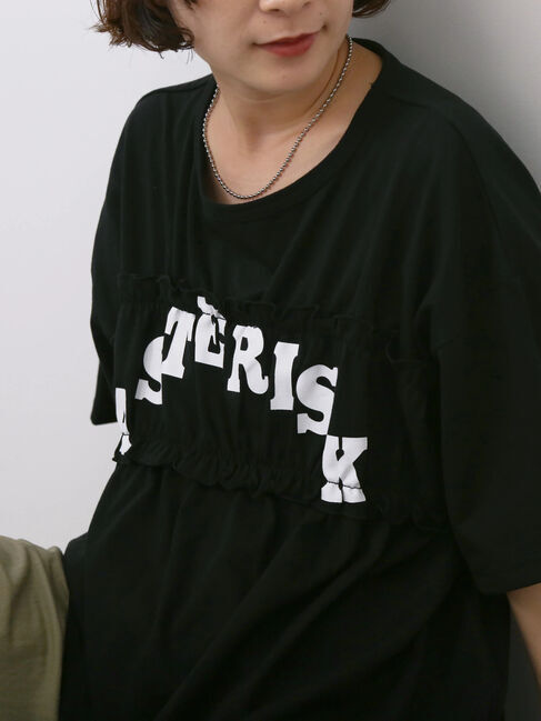 Samansa Mos2 blue「◎【接触冷感】シャーリングドッキングTシャツ」|Tシャツ・カットソー|