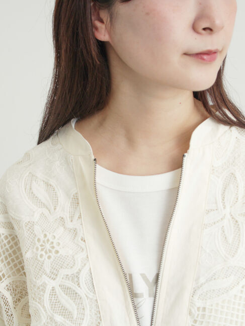 Samansa Mos2「切り替えレースブルゾン」|ブルゾン・スタジャン|