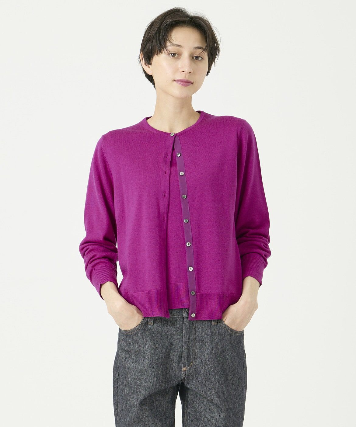 DAY by DAY it&rsquo;s international「ウォッシャブルウールクルーネックカーディガン《HARMONY》」|カーディガン|パープル2