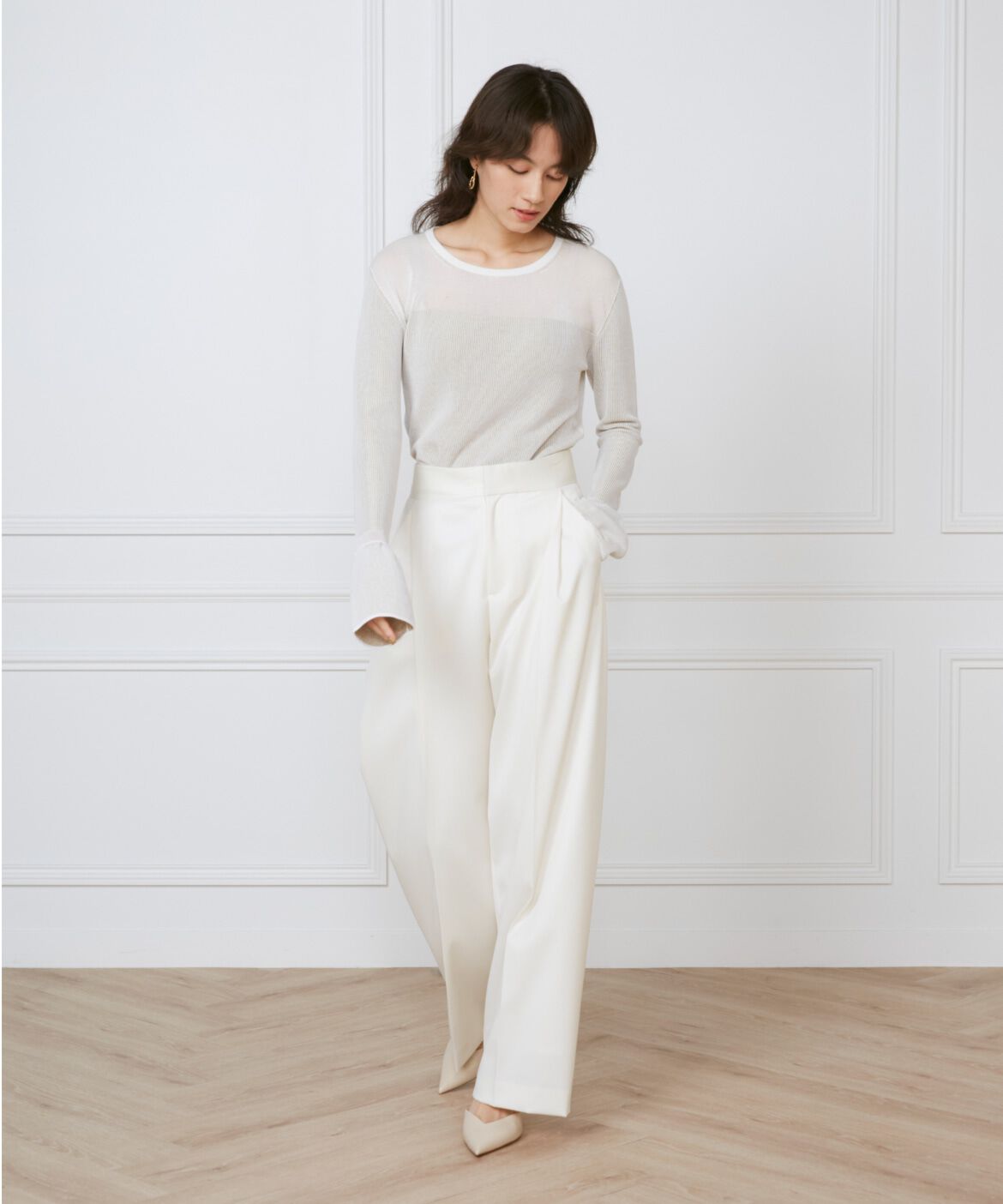 INED「《大きいサイズ》タックワイドパンツ《la veille by SUPERIOR CLOSET》」|その他|