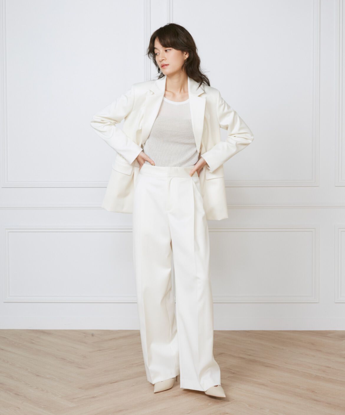 INED「《大きいサイズ》タックワイドパンツ《la veille by SUPERIOR CLOSET》」|その他|