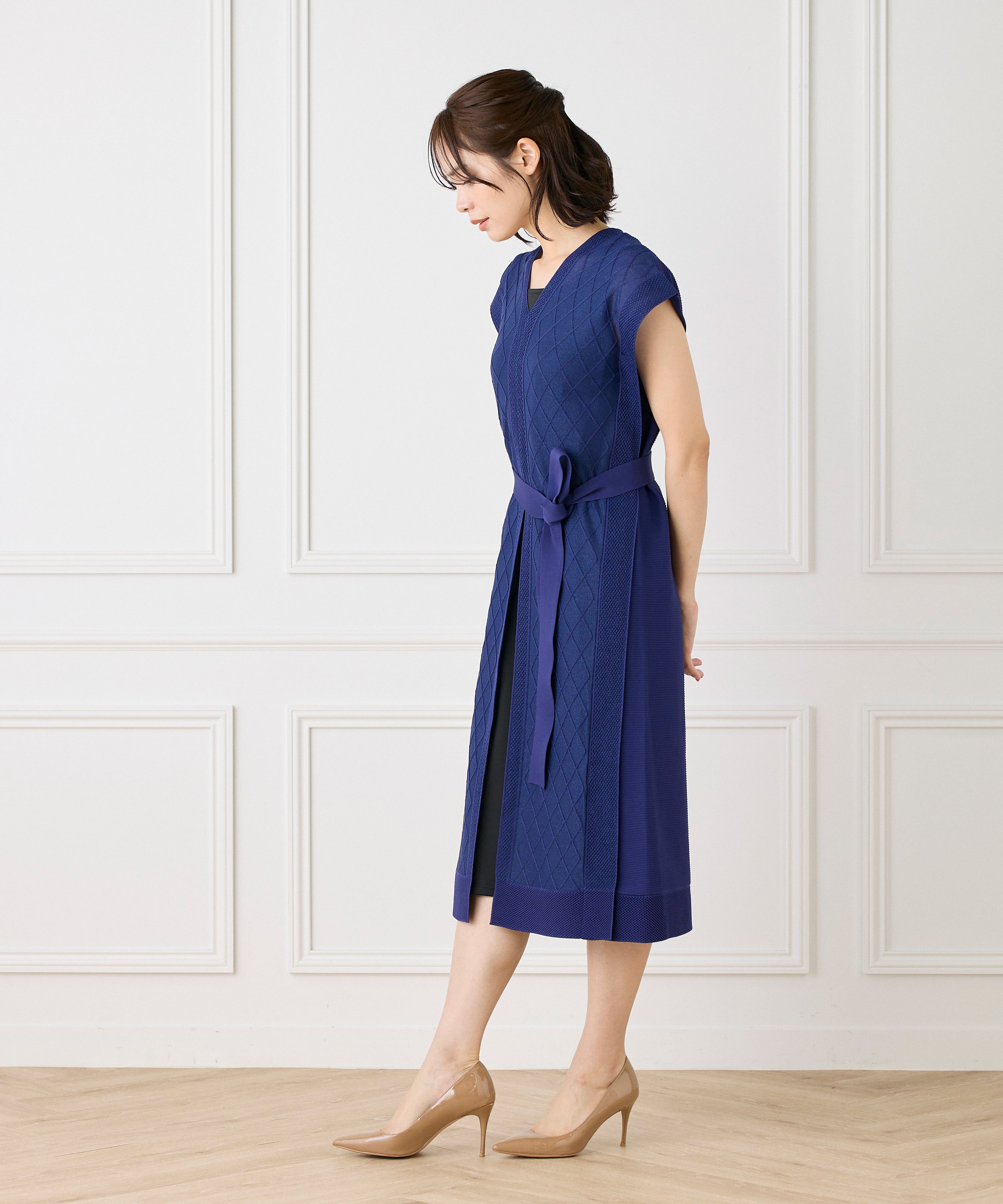 ef-de Black「シアーアーガイル サックワンピース」|ワンピース|