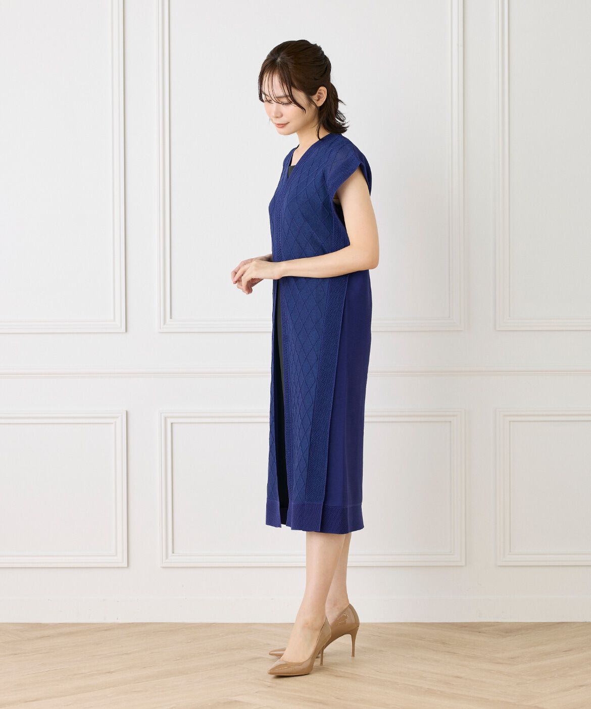 ef-de Black「シアーアーガイル サックワンピース」|ワンピース|