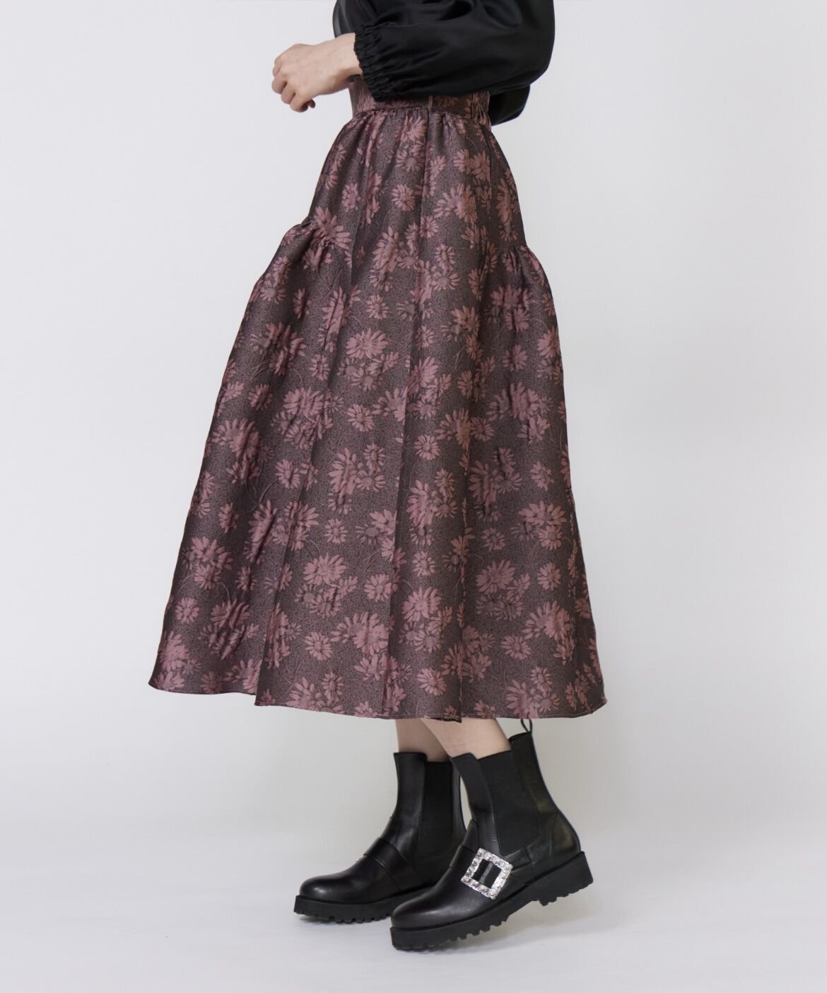 Maglie le cassetto「フラワージャガードスカート」|フレア|