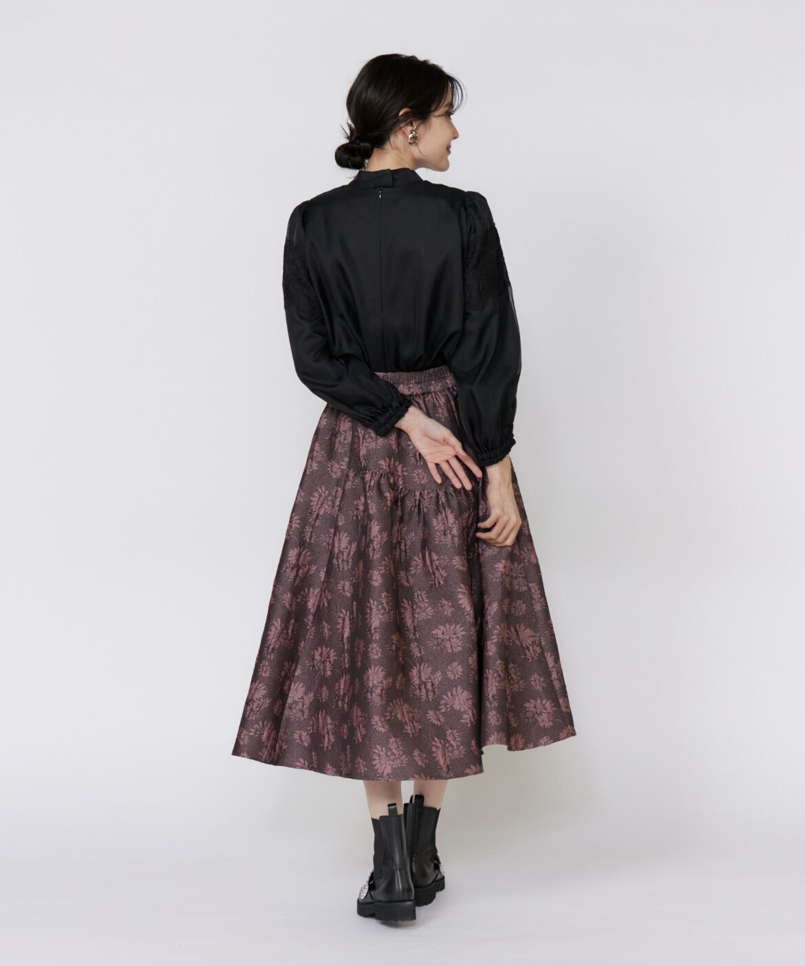 Maglie le cassetto「フラワージャガードスカート」|フレア|