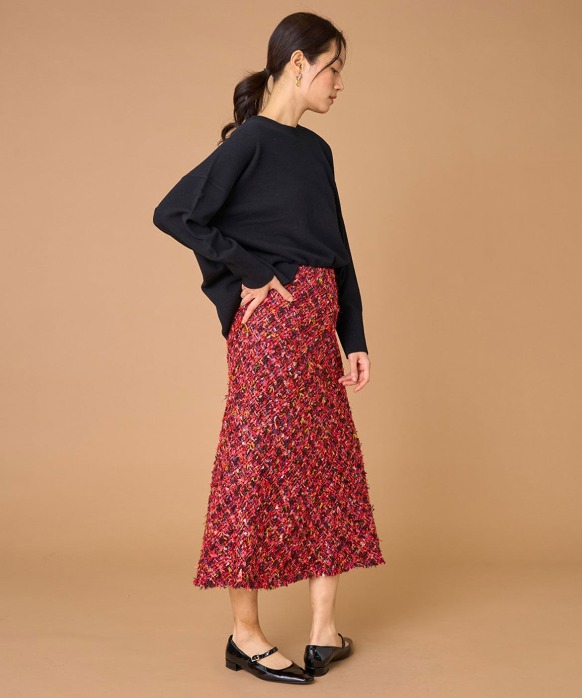 INED「《大きいサイズ》ツイードスカート《TOURNIER/トゥルニエ》」|スカート|