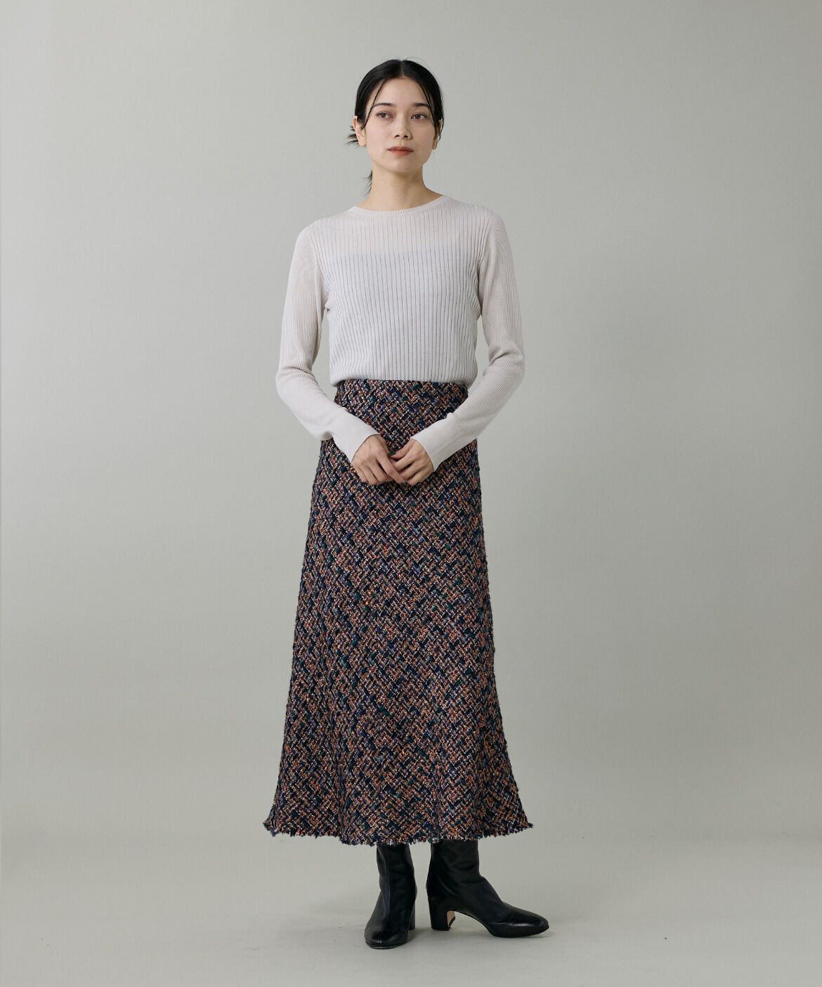 INED「《大きいサイズ》ツイードスカート《TOURNIER/トゥルニエ》」|スカート|
