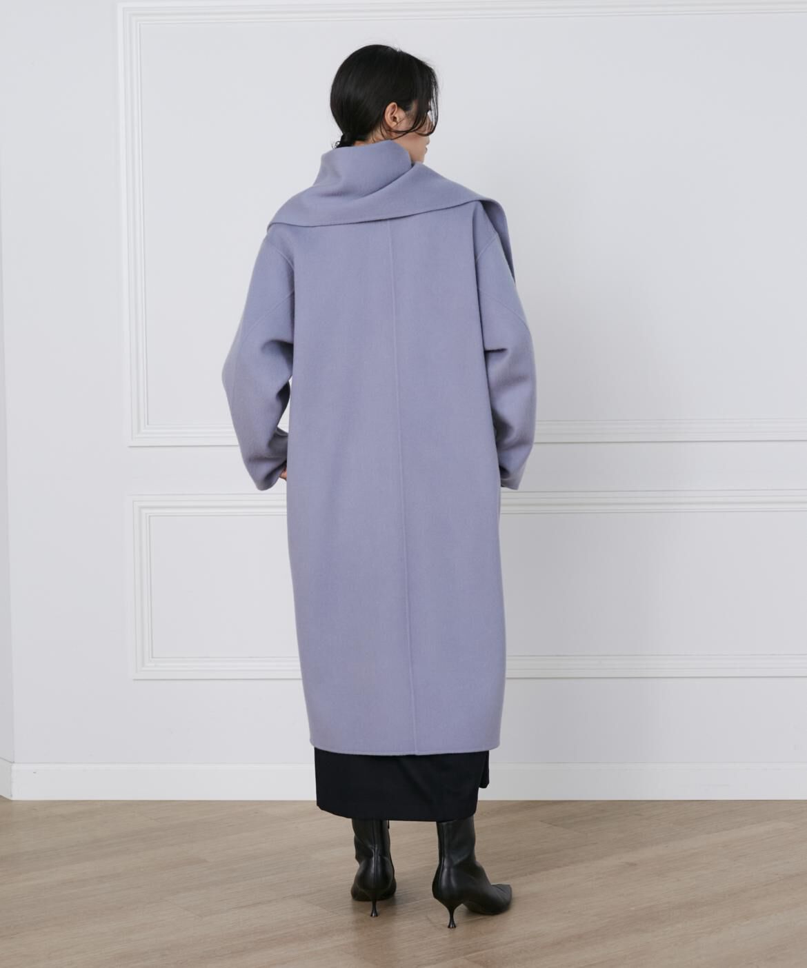 INED「《大きいサイズ》ストール風ラップリバーコート《la veille by SUPERIOR CLOSET》」|ステンカラーコート|