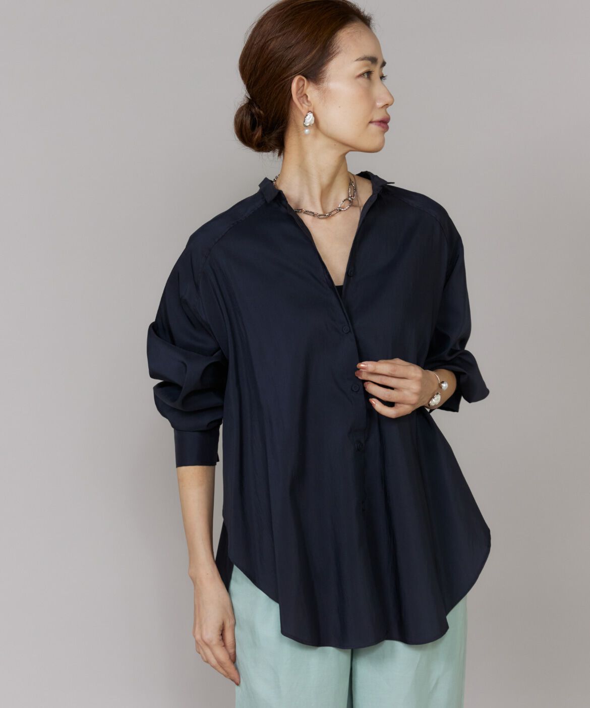 Le Souk「ロングシャツ」|シャツ・ブラウス|ネイビー