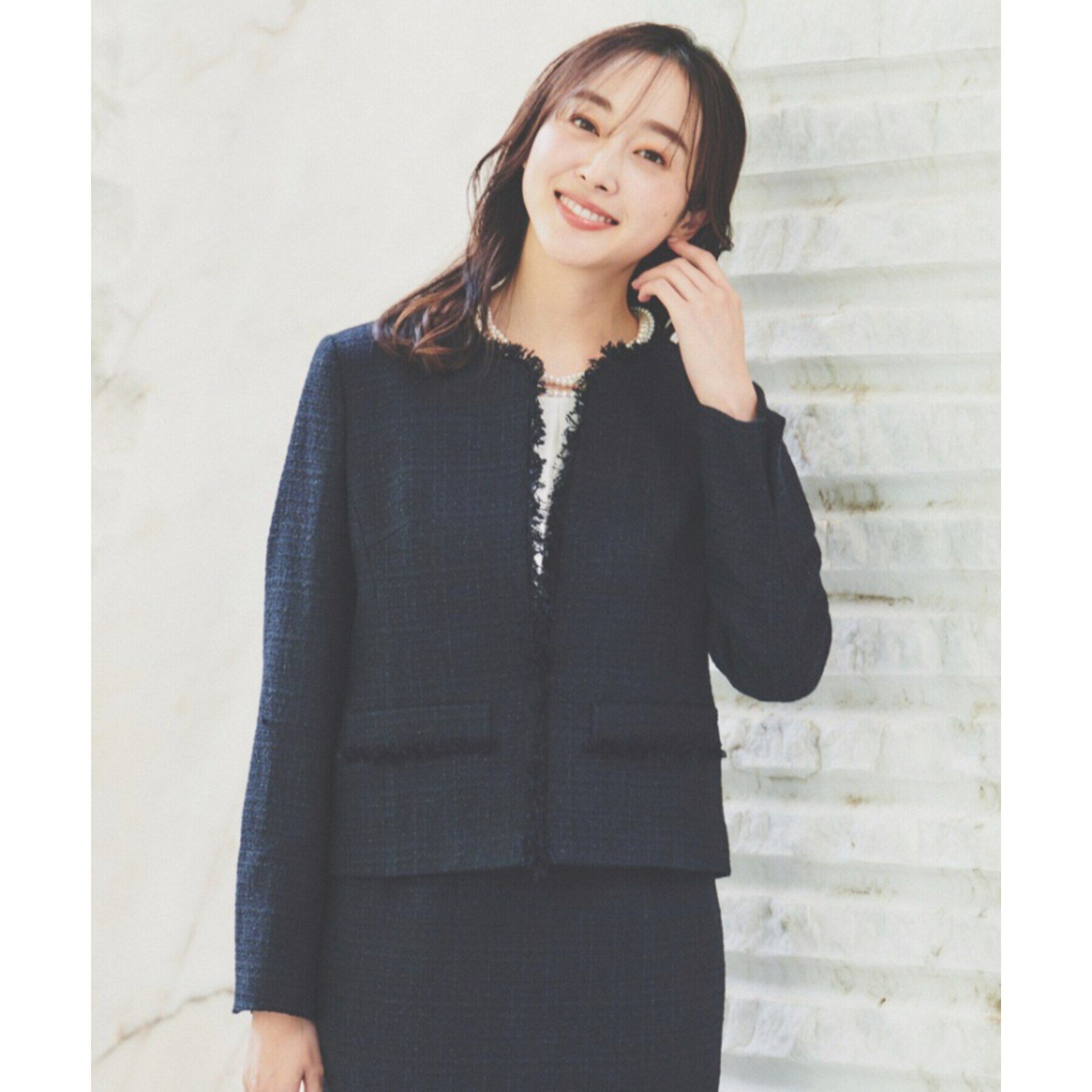 UNTITLED「【入卒/セレモニー/通勤】ラメツイード ノーカラージャケット」|ノーカラージャケット|